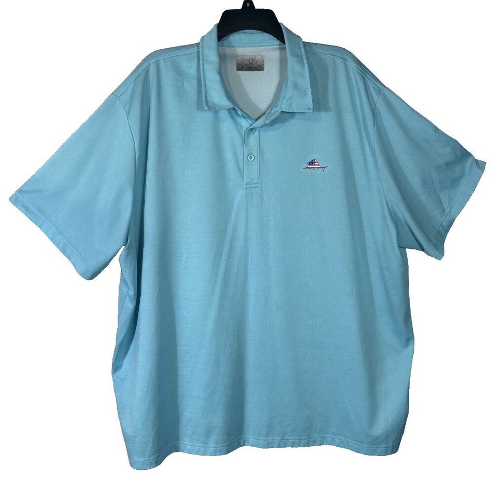 Lot Of 3 Ocean Coast Mens Polo Shirts Blue 3XLT Button Golf Outdoor Tennis Fish - Picture 6 of 14